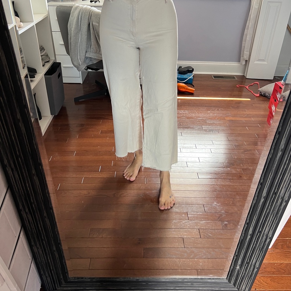 Women's Cream Wide Leg Crop
